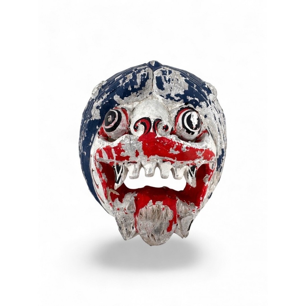 Vintage Hand Carved Wood Asian Dance Drama Mask Folk Art Painted Wall Mask 6"